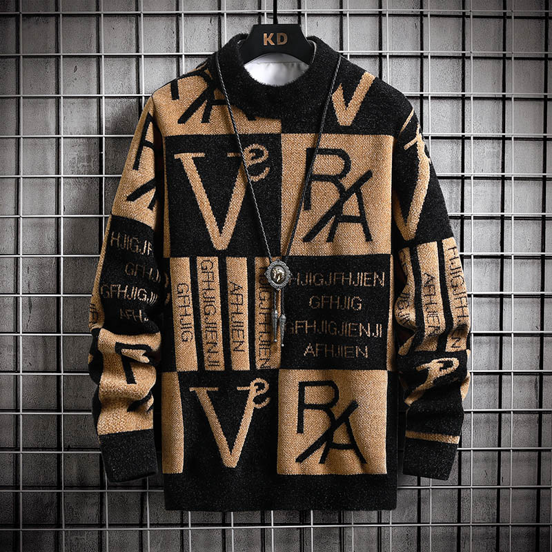 Quality Winter Clothing - Men Knitted Sweater Stripe Pullovers Printing