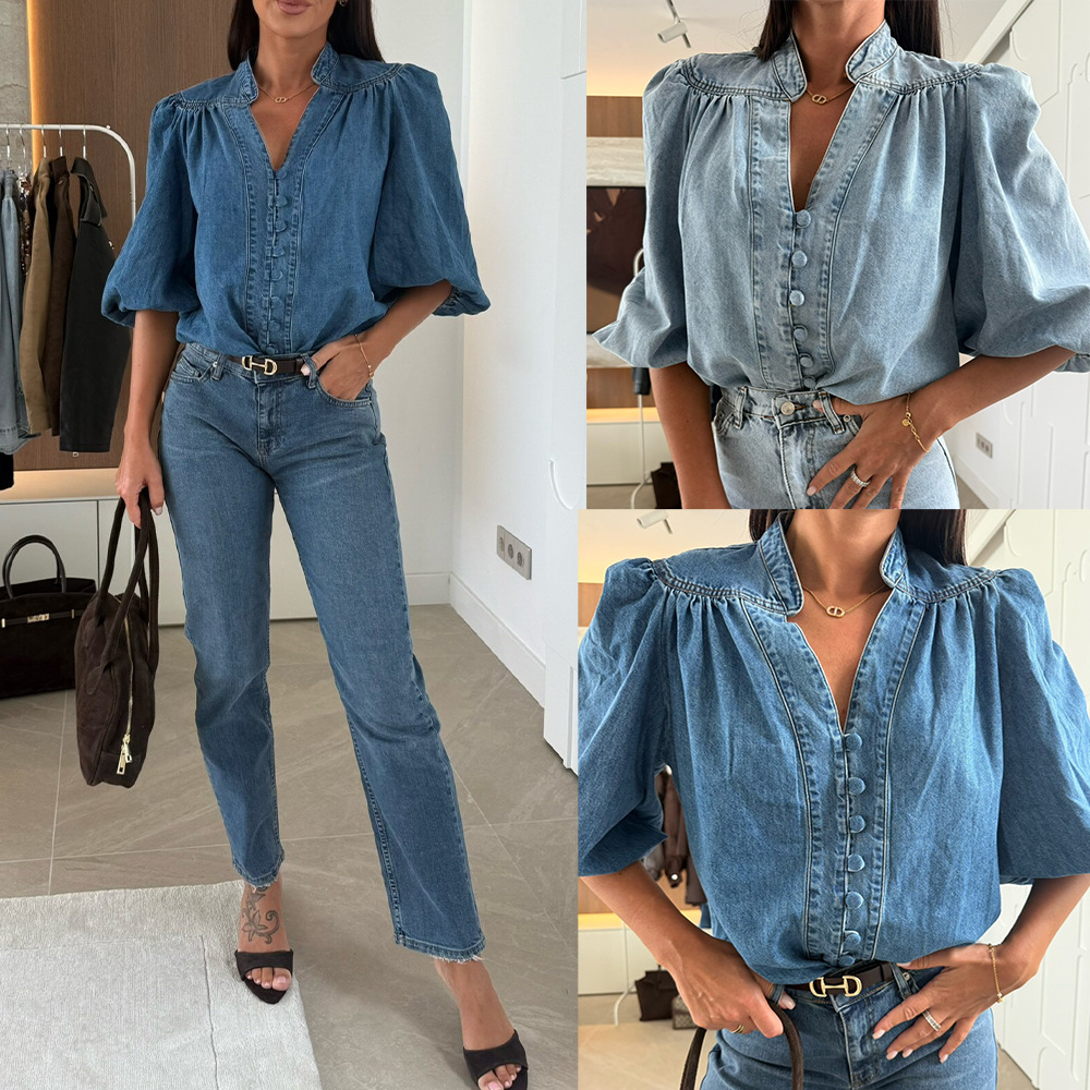 Blouses Women Denim Shirt V Ne – обзор и цена Y2K Winter Clothing